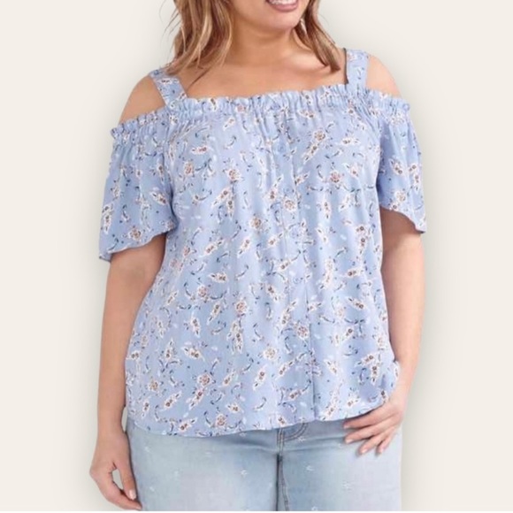 Love & Legend Tops - LOVE & LEGEND | Blue Dainty Floral Off Shoulder Strappy Top
